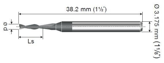 Solid Carbide Router 2- Flute TSFAC Ø 1,60mm DIAMANT COATING